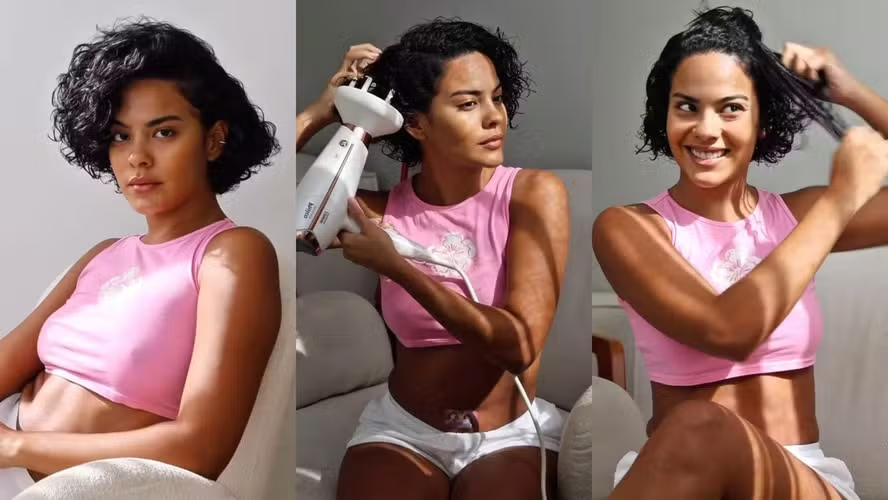 Bella Campos fala de novo corte chanel cacheado e revela rotina capilar
